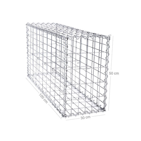 Rootz Stone Gabion - Rectangular Stone Gabion - Gabion Wall - Gabion Basket - Gabion Retaining Wall - Gabion Structure - Decorative Gabion - Silver - 100 x 50 x 30 cm (L x W x H)