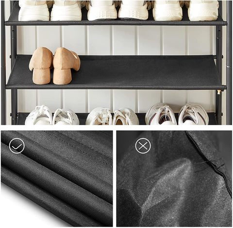 Rootz Schoenenrek - Schoenenstandaard - Schoenenrek - met 4 Planken - Staand - Industrieel - Bruin en Zwart - 75 x 30 x 91 cm