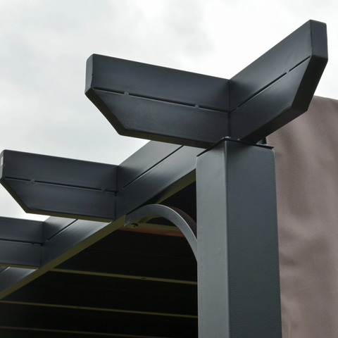 Rootz Pavilion - Pergola - Metal - UV resistant - Brown/Black - 2.9 x 2.9 x 2.2 m