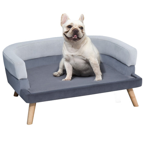 Rootz Pet Sofa - Dog Sofa - Cover Pet - Wooden Legs - Dog Bed - Cat Sofa - Gray - 86.5x 61x36 cm