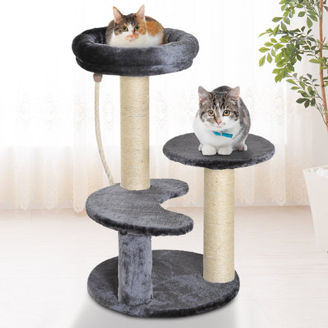 Rootz Scratching Post - Cat Bed - Play Tree - Climbing Tree - Plush - Grey