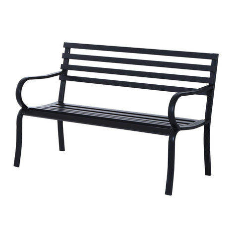 Rootz Garden Bench - 2-Seater Bench - Outdoor Bench - Bench - Metal - Black - 125 x 62 x 82 cm