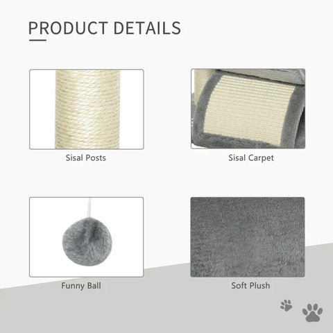 Rootz Scratching Post - Play Tree - Chipboard - Light Gray - 40 x 30 x 43 cm