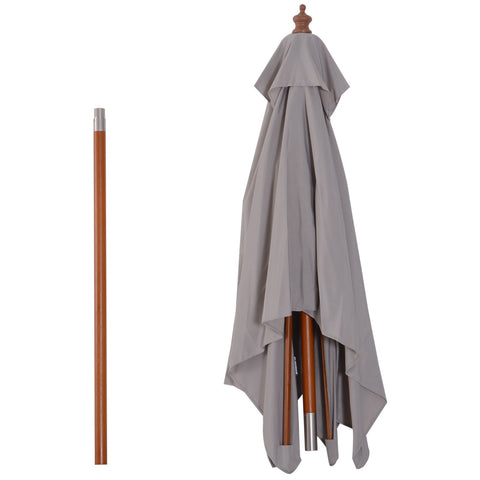 Rootz Parasol - Garden Parasol - Foldable - Sun Protection - Wood - Polyester - Shade - Cream/Grey - Brown - 200 x 150 x 230 cm