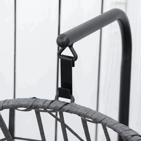 Rootz Hondenhok - Rotan Hondenhok met Kussen - Dierenbed - Kattenhuis - Kattenmand - Kattenhol - Hangstoel - Hangmat voor honden - Grijs + Zwart - 60 x 53 x 76 cm