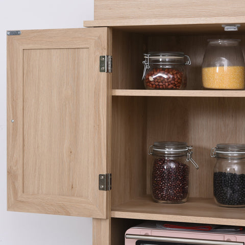 Rootz Kitchen Cabinet - Storage Cabinet - High Cabinet - Adjustable Shelf - Tilt Protection - Storage Space - Doors - MDF - Oak