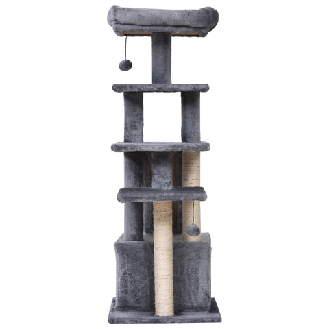 Rootz Scratching Post - Scratching Trunk - XL - Climbing Tree - Plush - Grey