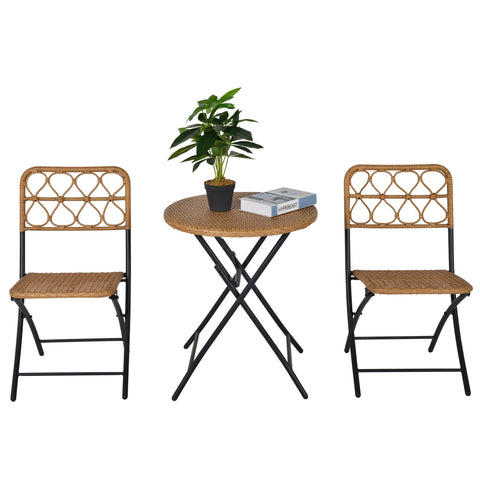 Rootz Garden seating group - Bistro set - Foldable - Steel - Natural - 60 x 71 cm