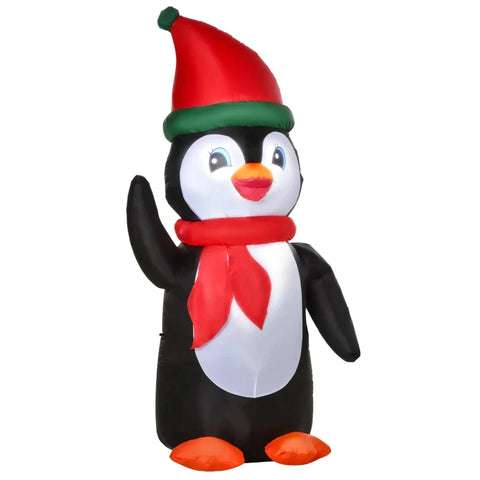 Rootz Inflatable Christmas Penguin - 1.6m Christmas Decoration with Lights - Christmas Illuminated - Party Decoration - Automatic - Inflation - Weatherproof - Polyester Fabric - Multicolored - 79 x 67 x 155cm