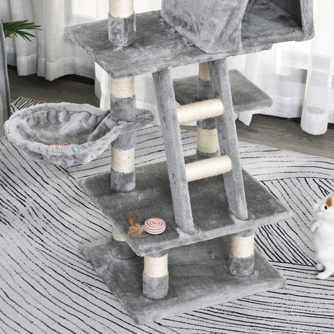 Rootz Cat tree - Cat tower with cave - Scratching post - Scratching posts for cats - Gray - 49 x 44 x 120 cm
