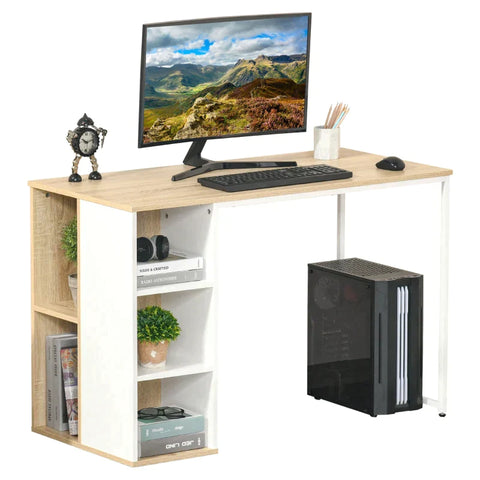 Rootz Computer Desk - Office Desk - Writing Table - Desk - With Shelves - 115x 55x 75H cm