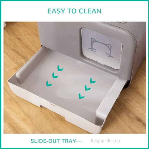 Rootz Cat Litter Box - Cat Litter Scoop - Portable Pet Scoop - With Hood 2 - Plastic - Grey -53 x 40 x 40 cm