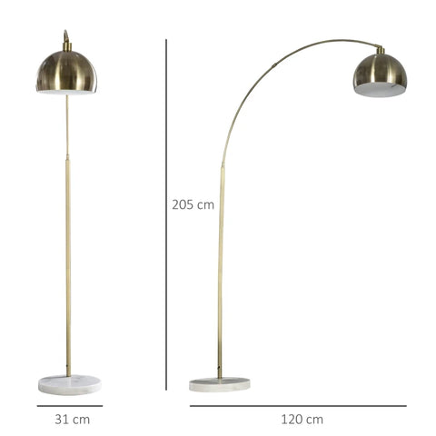 Rootz Arc Lamp - Arc Floor Lamp - Marble Base - Adjustable Shade - Floor Lamp - Metal - 31 x 120 x 205cm