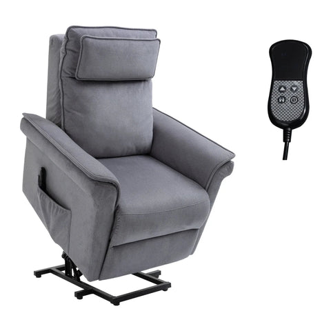 Rootz Armchair - Stand-up Aid - Tv Chair - Massage Chair - Relaxation Chair - Reclining Function - Linen Touch - Steel - Gray - 86 x 95 x 106 cm