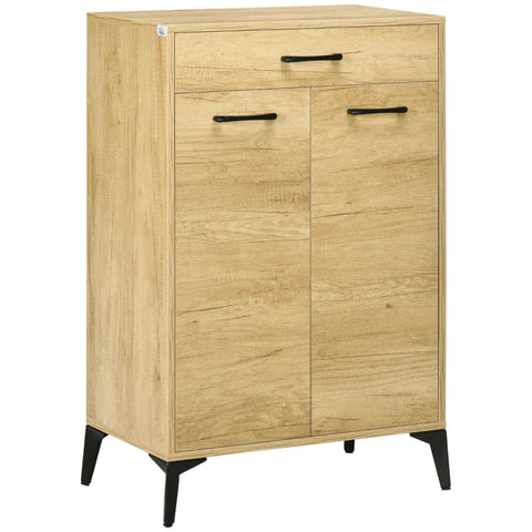 Rootz Shoe Cabinet with 1 Drawer - 4 Shelves - Adjustable Shelves - Holds 12 Pairs of Shoes - Chipboard - Natural - 60L x 35W x 94H cm