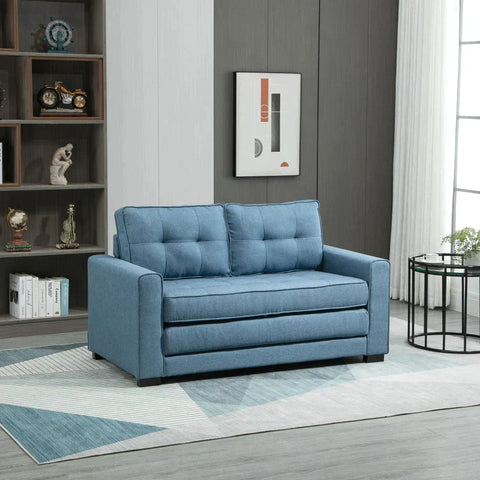 Rootz Sofa Bed - Folding Sofa - 2-seater Fabric Sofa - Sofa - With Sleeping Function - Sofa Set - Blue -147.5 x 75 x 85 cm