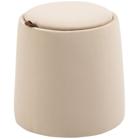 Rootz 2-in-1 Stool - Coffee Table - Velvet Look - Including Storage Space And Removable Lid - Beige - Ø44 cm x 47.5 cm