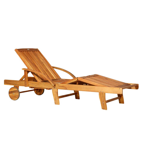 Rootz Sun Lounger - Garden Lounger - Tami Sunlounger - Relaxation Lounger - Deck Chair - Garden Furniture - Foldable Adjustable - Natural - 195 x 70 x 56-88 cm