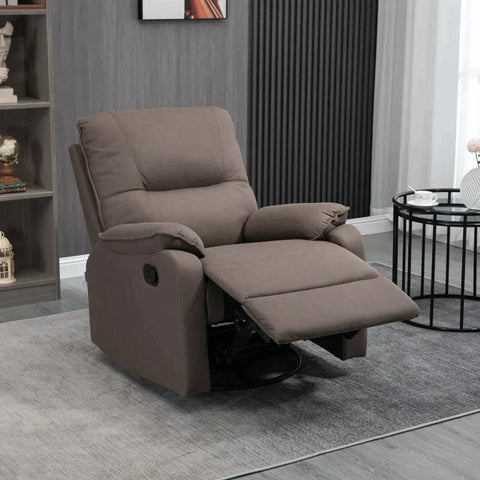 Rootz Recliner - Ligfunctie - 135° kantelbaar - Schommelfunctie - Voetsteun - Microvezelstof - Bruin - 82 cm x 95 cm x 98 cm