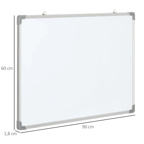 Rootz Whiteboard - Magnetic Board - Note Board - Including Accessories - 4 Pens - 1 Sponge - 10 Magnets - Aluminum Frame - White + Silver - 90L x 1,8B x 60H cm