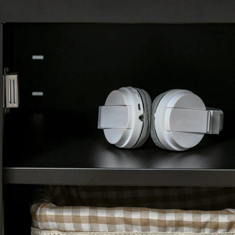 Rootz Bedside Table - Night Cabinet - Bedroom Side Table with Adjustable Shelf Door - Nightstand - Industrial Design - Metal - Black - 50 x 40 x 47.5 cm