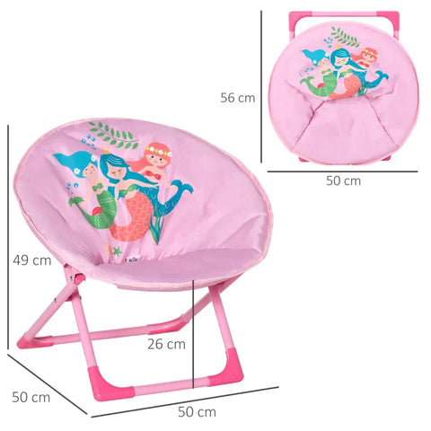 Rootz Moonchair - Children's Camping Chair - Baby Moon Chair - Kid's Folding Chair - Indoor And Outdoor - Easy To Carry For Toddler Girls Boys - Steel - Pink - Ø50 x 49H cm