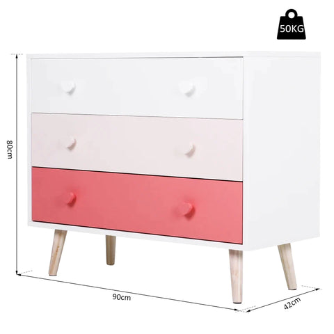 Rootz Children's Wardrobe - Children's Room Closet - Children's Drawer Cabinet - 90 x 42 x 80 cm
