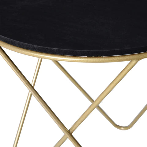 Rootz Coffee Table - Rossed Hairpin Legged Side Table - Bedside Table - Metal - MDF Class E1 - Black/Gold