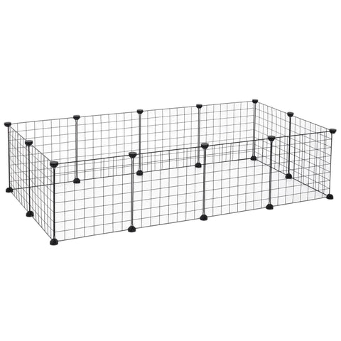 Rootz Animal Cage - Pet Playpen - Enclosure Run - Cage - Black - 106Lx73Wx36Hcm