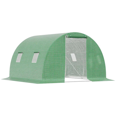 Rootz Greenhouse - Polykas - Inloop Poly Tunnel - Met 4 Ramen - Vorstbeveiliging - Donkergroen - 3L x 3B x 2H m