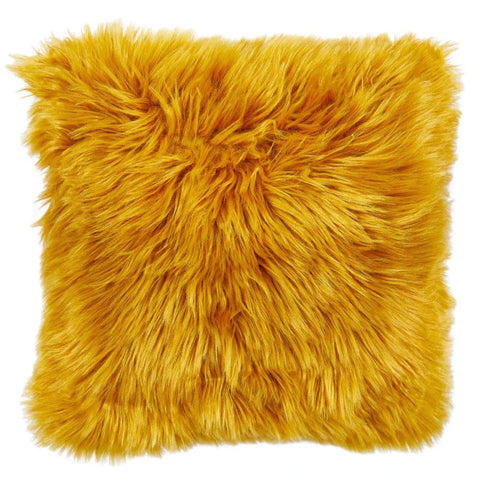 Rootz Kussen Nepbont - Nepbont Kussen - Bont Kussen - Bont Kussen - Zacht Bont - Met Vulling - Acryl/Polyester - Geel - 40 x 40 x 10 cm