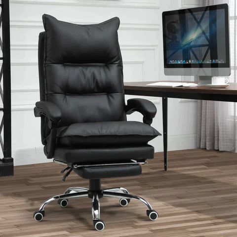 Rootz Bureaustoel - Bureaustoel - Draaistoel - Voetsteun - In hoogte verstelbaar - Kunstleer - Zwart - 66 x 72 x 122-130 cm