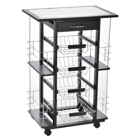 Rootz Kitchen Trolley - Serving Trolley - Trolley - Indoor - Outdoor - Black -  W57 x D37 x H83 cm