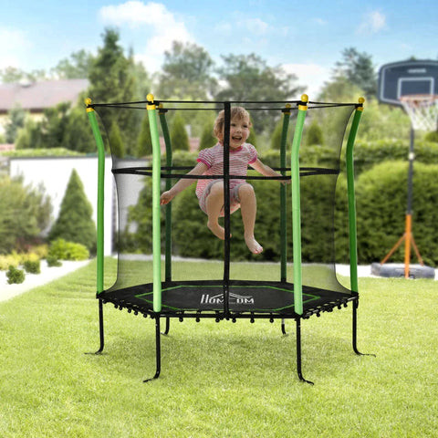 Rootz Trampoline - 5.3Ft Trampoline - For Children - Garden Trampoline - With Safety Net - Mini Trampoline - Steel - Green - 163.5H cm to 60 kg