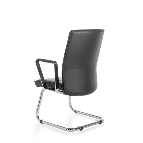 Rootz Freischwingerstuhl – Besucherstuhl – Esszimmerstuhl – Leder – Schwarz