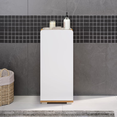 Rootz Bathroom Cabinet - Storage Unit - Washroom Furniture - Vanity Stand - Towel Holder - Restroom Organizer - Bath Rack - White Gloss and Artisan Oak - 37 x 82 x 31 cm