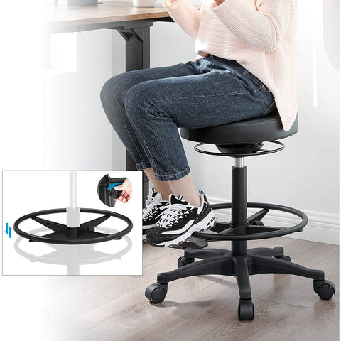 Rootz Swivel on Wheels - Stool - Footrest - Chair - Diameter 38.5cm - Black