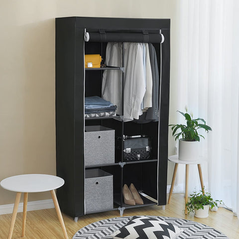 Rootz Wardrobe XL - Wardrobe - Foldable Wardrobe Black