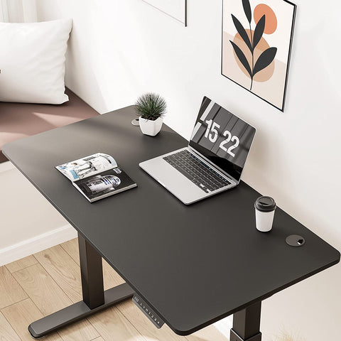 Rootz Schreibtisch - Elektrisch höhenverstellbarer Schreibtisch - Elektrischer Tisch - Spanplatte - Stahl - Schwarz - 60 x 120 x (71-117) cm (T x B x H)