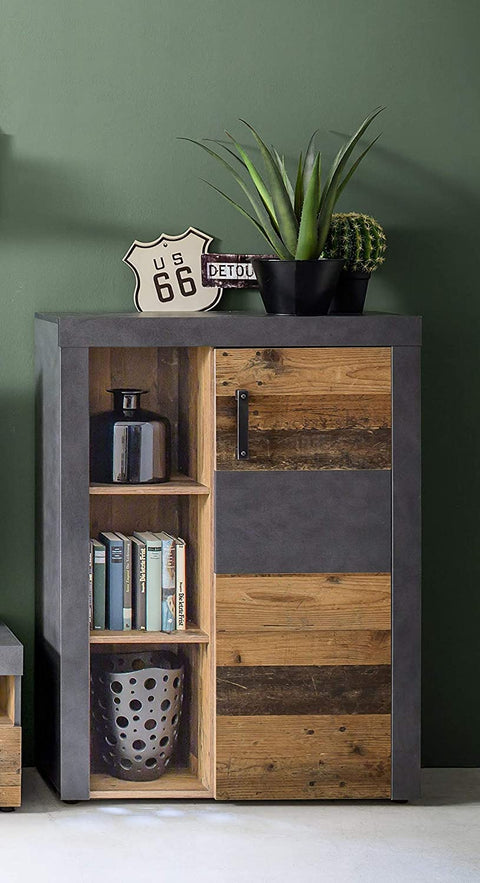 Rootz Wall cabinet - Sideboard - Brown and Black - 87 x 118 x 34 cm