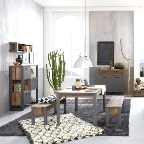 Rootz Living Room Stand Shelf - Bookcase - Storage Unit - Display Rack - Organizer - Shelving System - Cabinet - Brown (Oldwood with Matera) - 113 x 136 x 42 cm