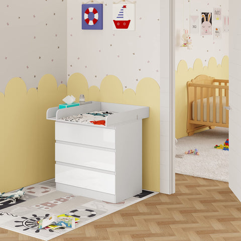 Rootz Baby Changing Solution - Nursery Necessity - Diapering Delight - Baby Care Essential - White & Glossy - Space-Saving Design - Compact Dimensions
