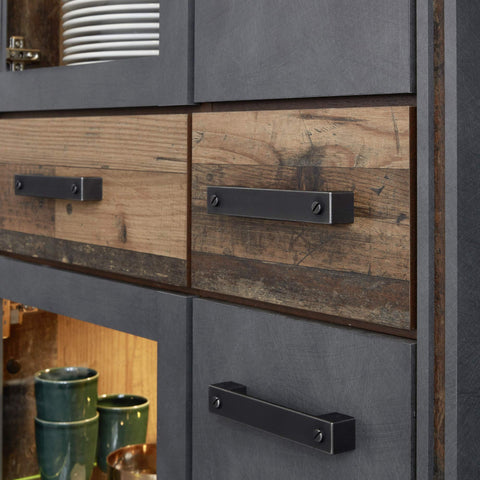 Rootz Living Room Stand Shelf - Bookcase - Storage Unit - Display Rack - Organizer - Shelving System - Cabinet - Brown (Oldwood with Matera) - 113 x 136 x 42 cm