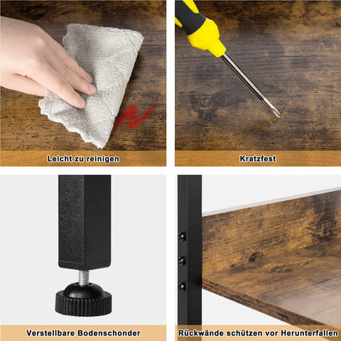 Rootz Stylish Industrial Shelving Unit - Bookcase - Storage Rack - Display Stand - Organizer - Shelf - Black - 40x170x36 cm