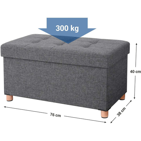 Rootz Hocker - Pouf - Storage space - Dark gray - 76 x 38 x 40 cm
