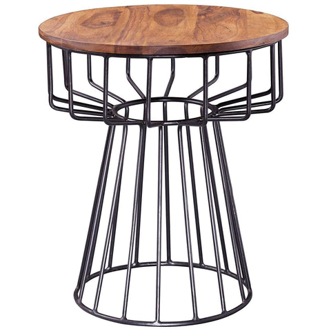 Rootz Side Tables - Wood Metal Coffee Table - Side Tables - Brown - 47 x 55 x 47 cm