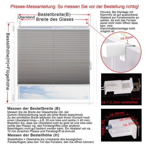 Rootz Plisse Pleated Blind - Window Shade - Sunscreen - Light Filter - Privacy Screen - Room Darkening - Blackout Curtain - White - 60x130cm