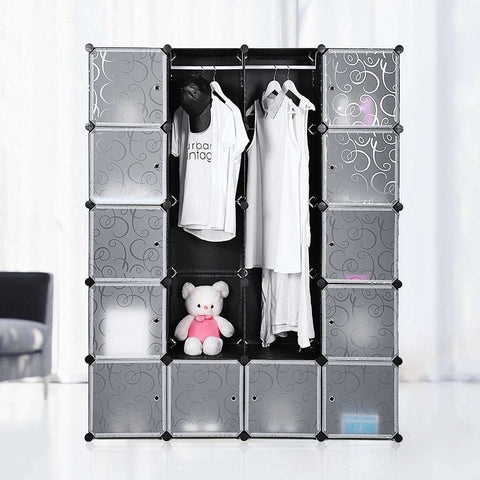 Rootz Wardrobe Click System - 14 compartments - Plastic - Clothes - Wardrobe with hanging rails - 143 x 36 x 178 cm