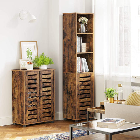 Rootz Sideboard - Bathroom Cabinet - Storage Cabinet - Adjustable Shelves - Processed Wood - Brown - 60 x 30 x 82 cm