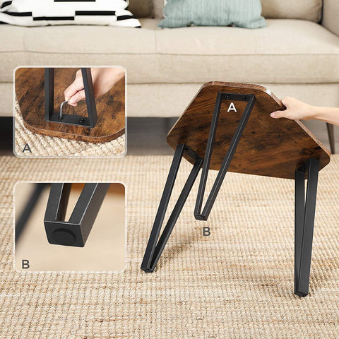 Rootz Side Tables - 3 Pieces - Bedside Tables - Coffee Tables - Metal - Processed Wood - Industrial
